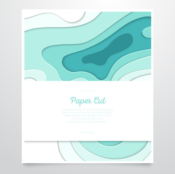 海浪抽象布局-剪纸旗帜图片下载