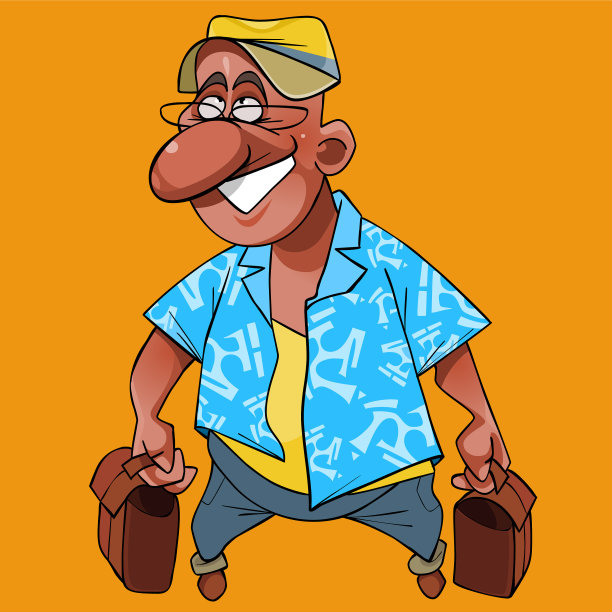 卡通人物，每只手拿一个袋子图片下载