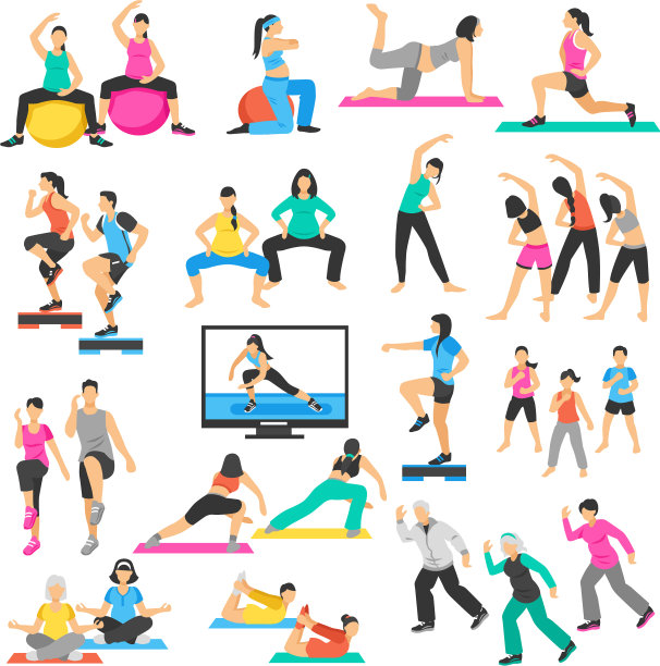 人瑜伽，体操，健美操图片下载