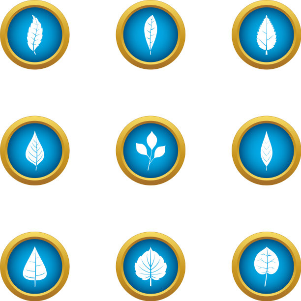 树叶图标设置扁平风格图片下载