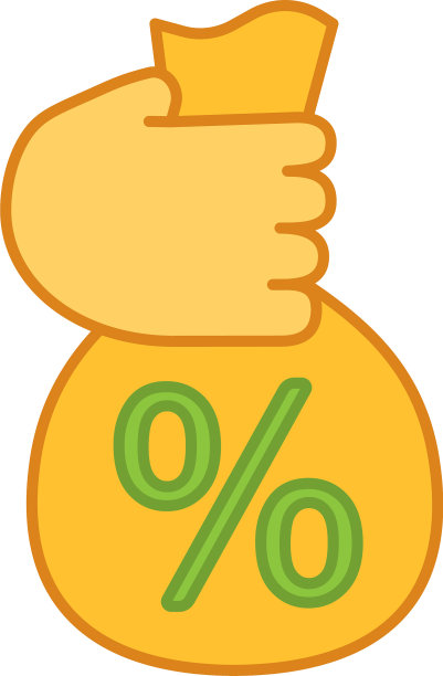 手提袋与百分比的颜色图标图片下载