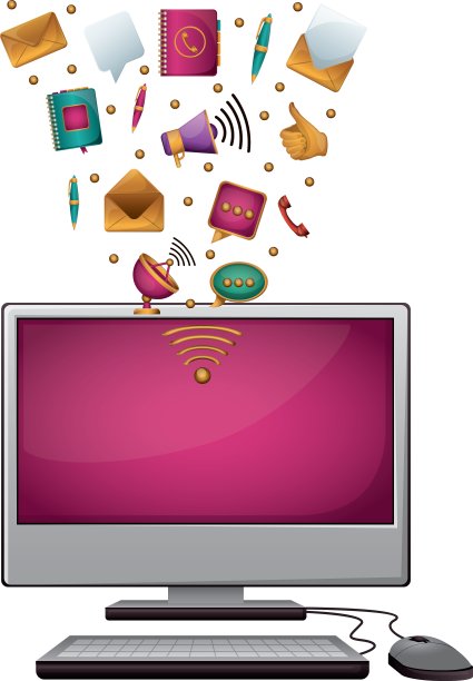 孤立的电脑和媒体图标设计图片下载