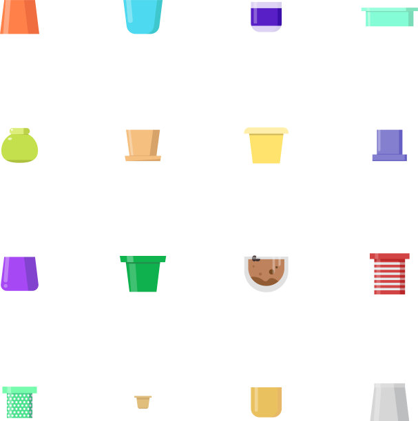 一套孤立的花盆图片下载