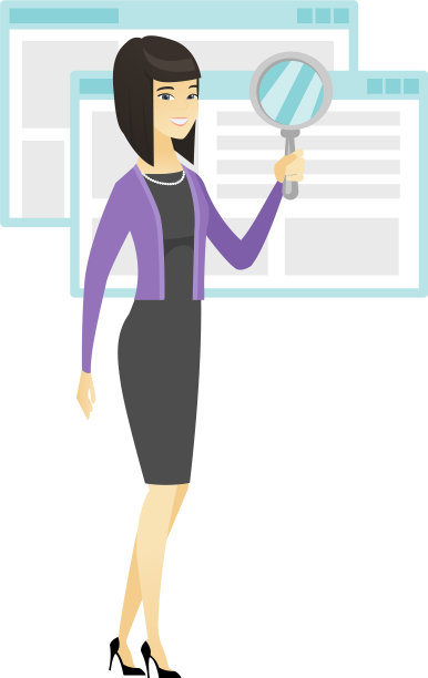 亚洲女商人用放大镜图片下载