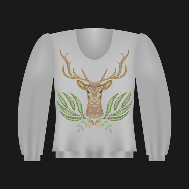 运动衫模板与鹿图片下载