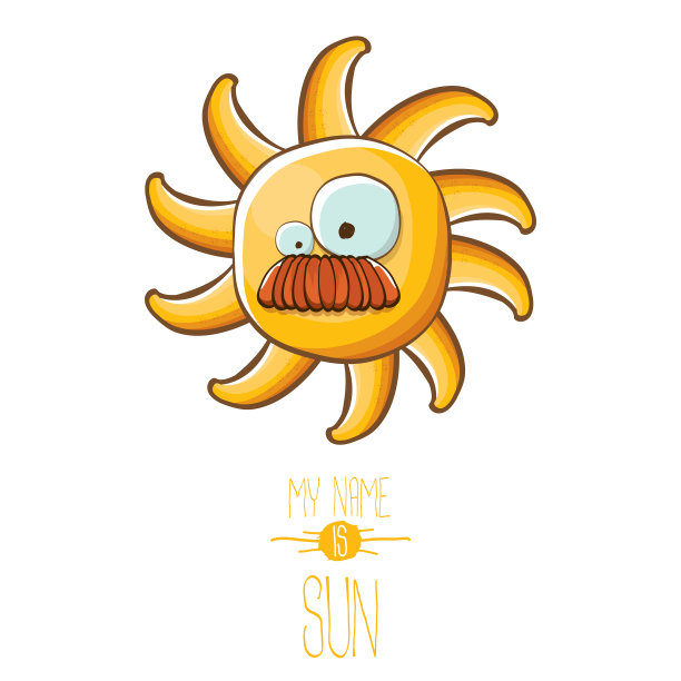 时髦的卡通风格的夏季太阳人物图片下载