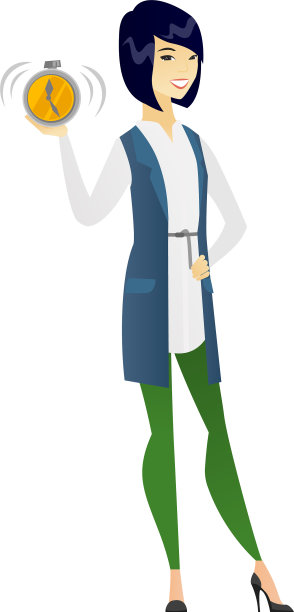 亚洲女商人拿着闹钟图片下载