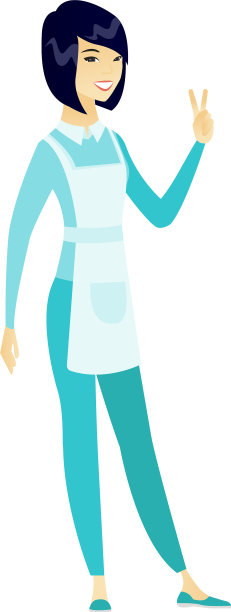 亚洲清洁工表现出胜利的姿态图片下载