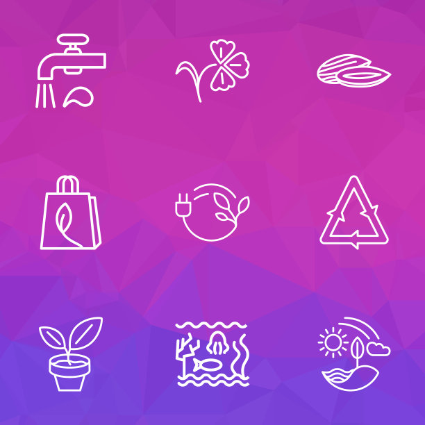 世界图标线风格设置盆栽植物花图片下载