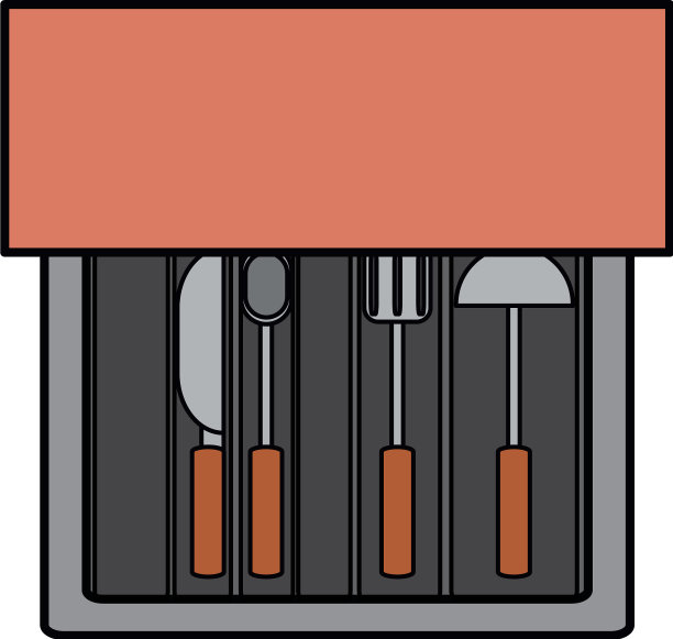 带有餐具图标的盒子图片下载