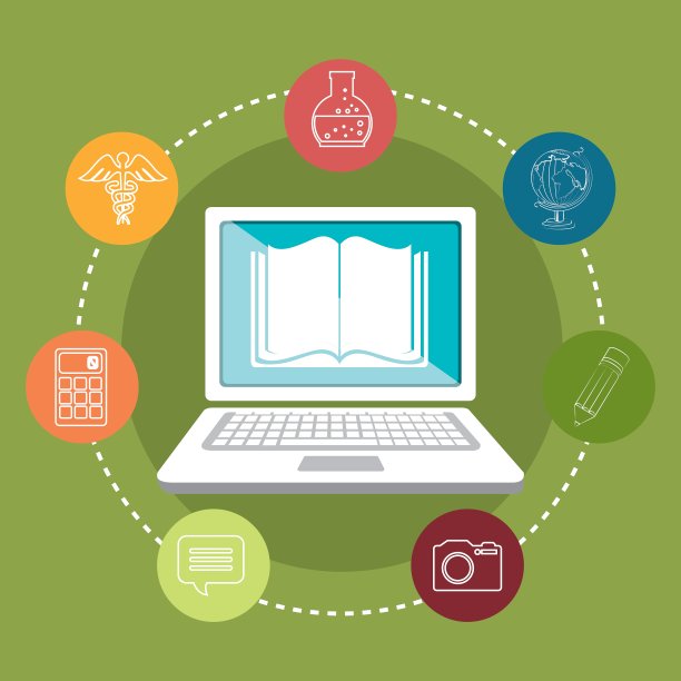 卡通学在线电子书设计孤立图片下载