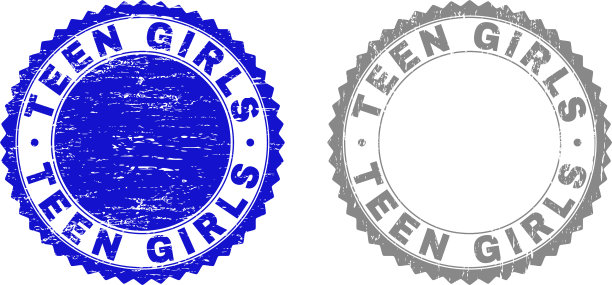 Grunge少女纹理邮票图片下载