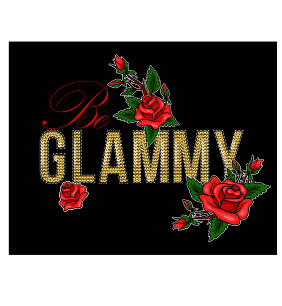 印在t恤上，搭配亮片和玫瑰图片下载