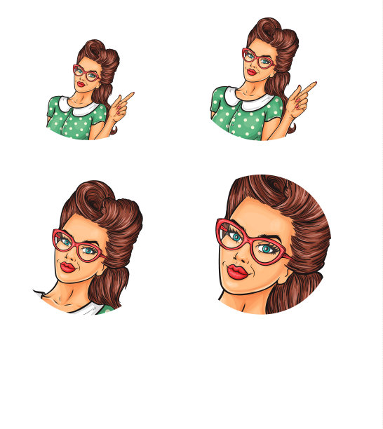 一套流行艺术轮头像图标的用户图片下载