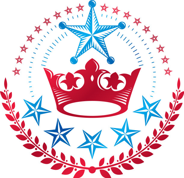 威严的皇冠军星徽章纹章外套图片下载