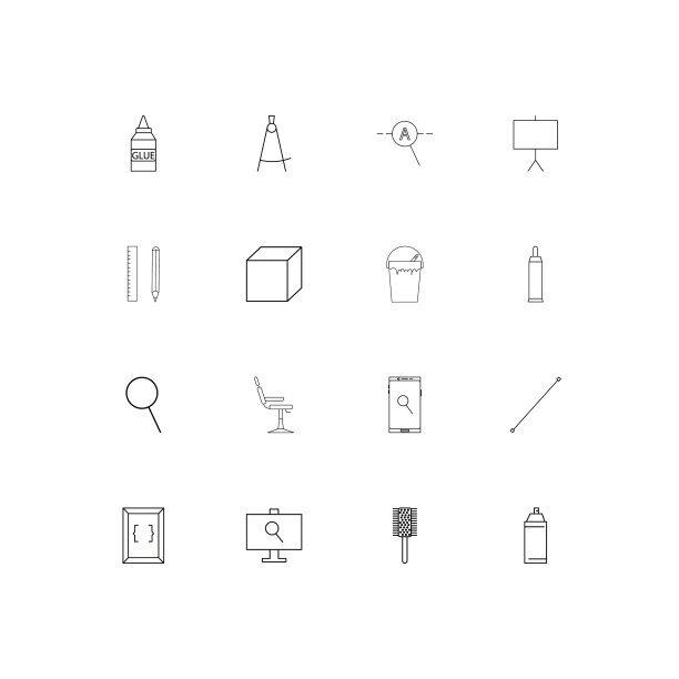 创意过程和设计简单的线性图标图片下载