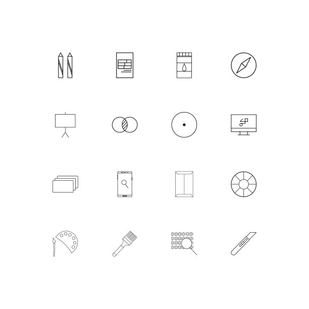 创意过程和设计简单的线性图标图片下载