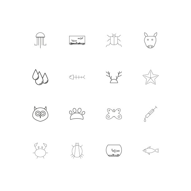 动物简单的线性图标设置概述图标图片下载