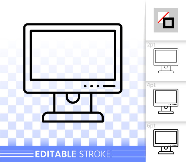PC显示器简单的黑线图标图片下载