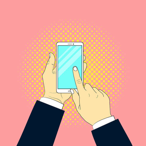 一名男子正在智能手机上写一条信息图片下载