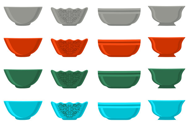 主题上大彩色套不同类型的碗图片下载