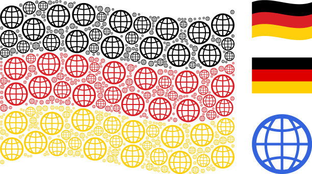 挥舞德国国旗拼贴的全球项目图片下载