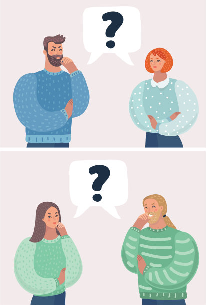 男人和女人都在思考问号图片下载