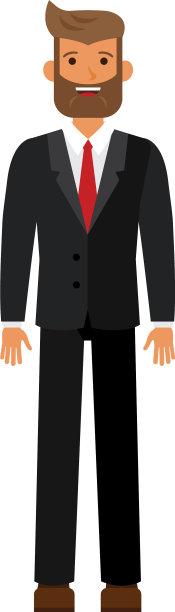 站在黑色苏蒂卡通胡子商人图片下载