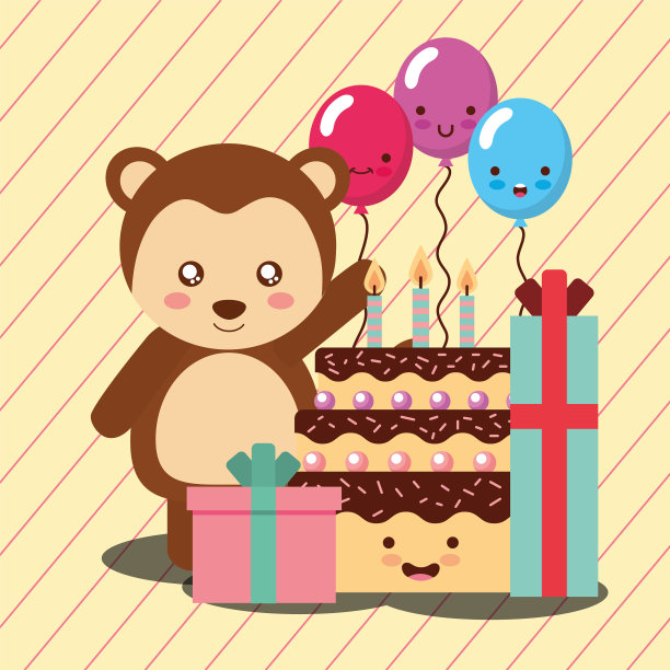 可爱的动物生日快乐图片下载