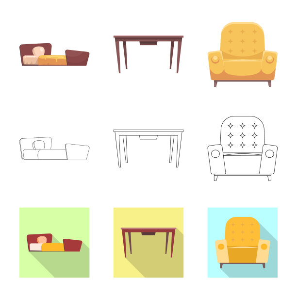 家具和公寓标识的孤立对象图片下载