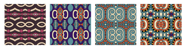 套不同的无缝彩色古董图片下载