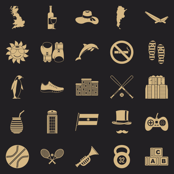 运动游戏图标设置简单风格图片下载