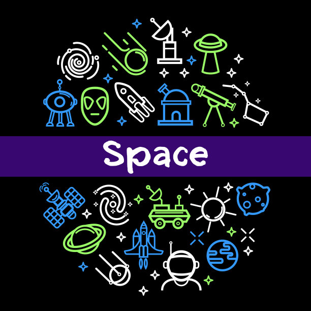 宇宙火箭和卫星的太空海报图片下载