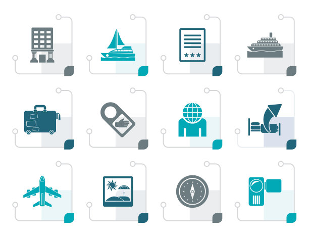 程式化的旅行假期和假日图标图片下载