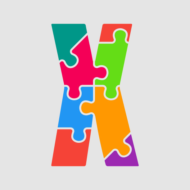 彩色拼图字体拼图片字母x图片下载
