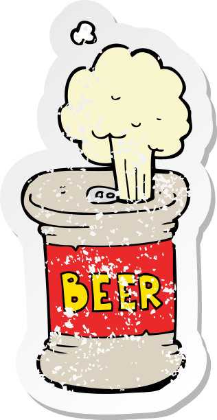 卡通啤酒罐的复古旧贴纸图片下载