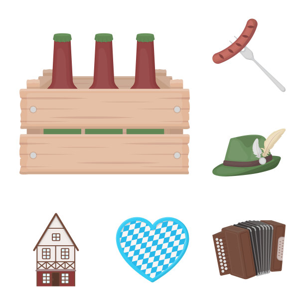 十月节日在慕尼黑卡通图标设置图片下载