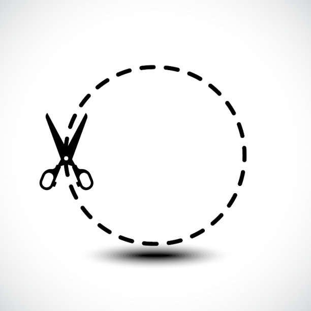 带剪刀图标的虚线图片下载