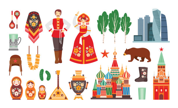 俄罗斯民族服装的收藏图片下载