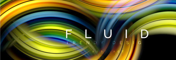 混合颜色波在黑色液体流动形状图片下载