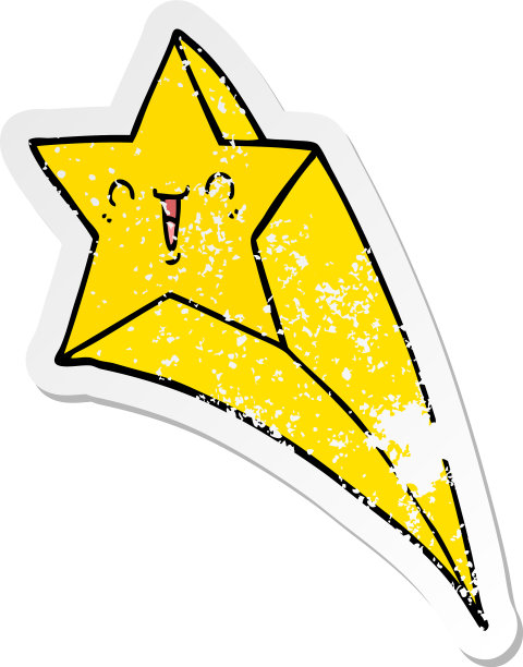 一个卡通流星的旧贴纸图片下载