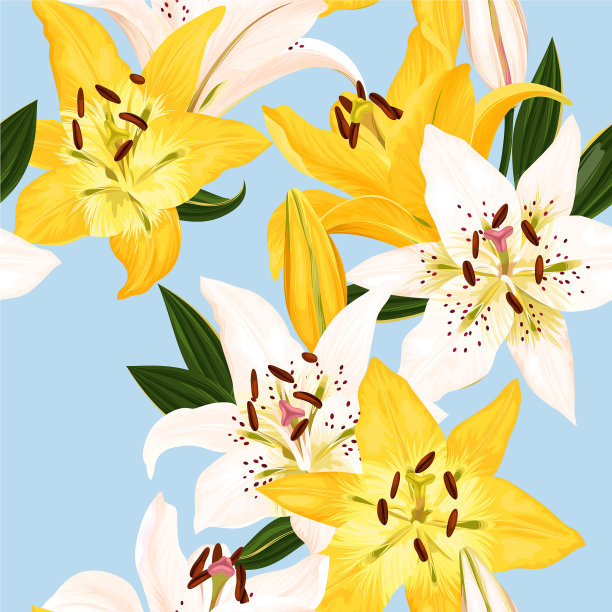 百合花无缝图案图片下载