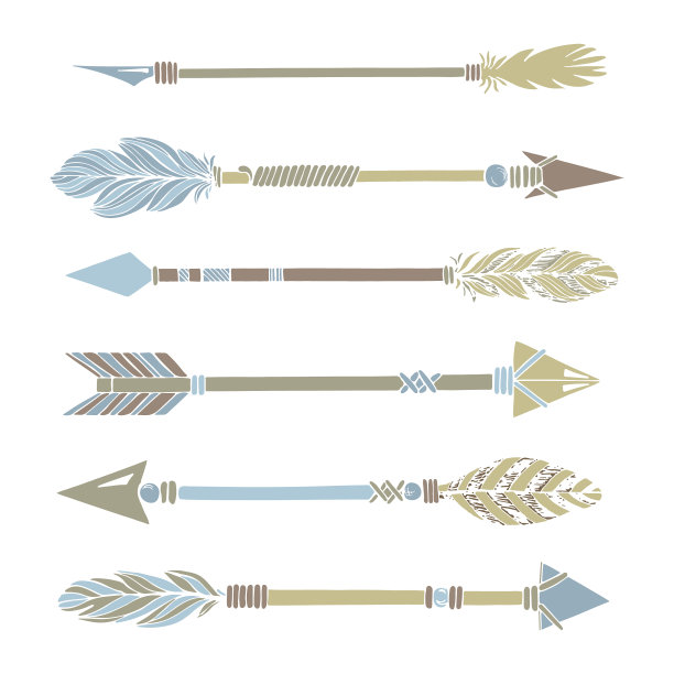 印第安部落的箭集民族手绘图片下载