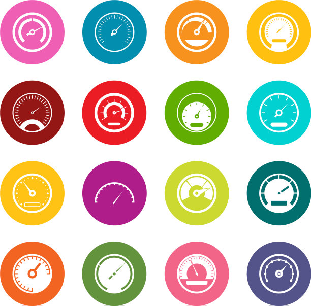 速度计图标许多颜色设置图片下载