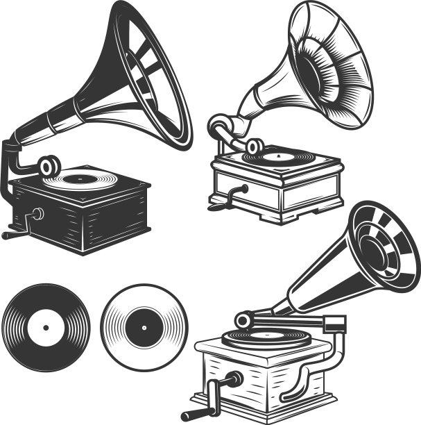 白色背景留声机设计合集图片下载