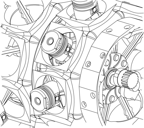 解体后的径向发动机上有一个白色图片下载