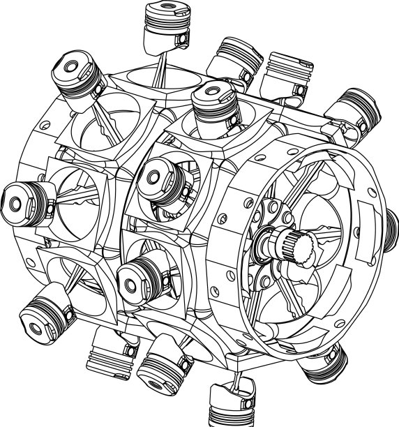 解体后的径向发动机上有一个白色图片下载