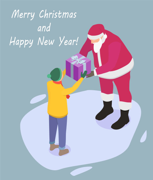 圣诞老人给了男孩一份礼物图片下载