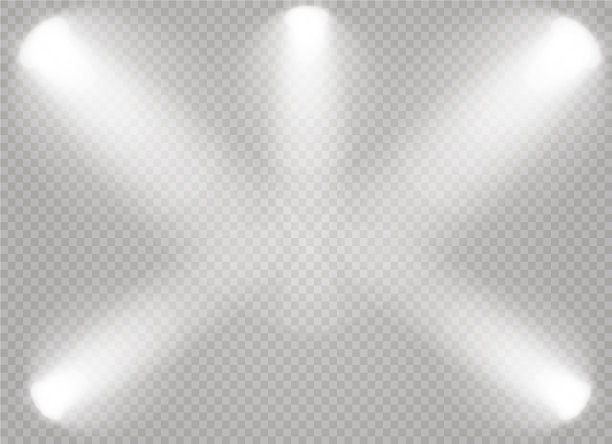 一组金色发光的灯光效果孤立图片下载