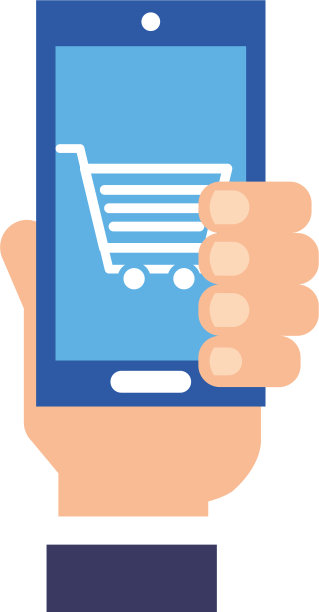 手持智能手机的网上购物车图片下载